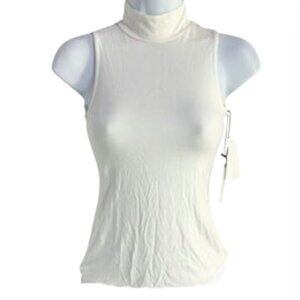 1.State White Turtleneck Sleeveless Pullover Top Women’s Size XXS NWT